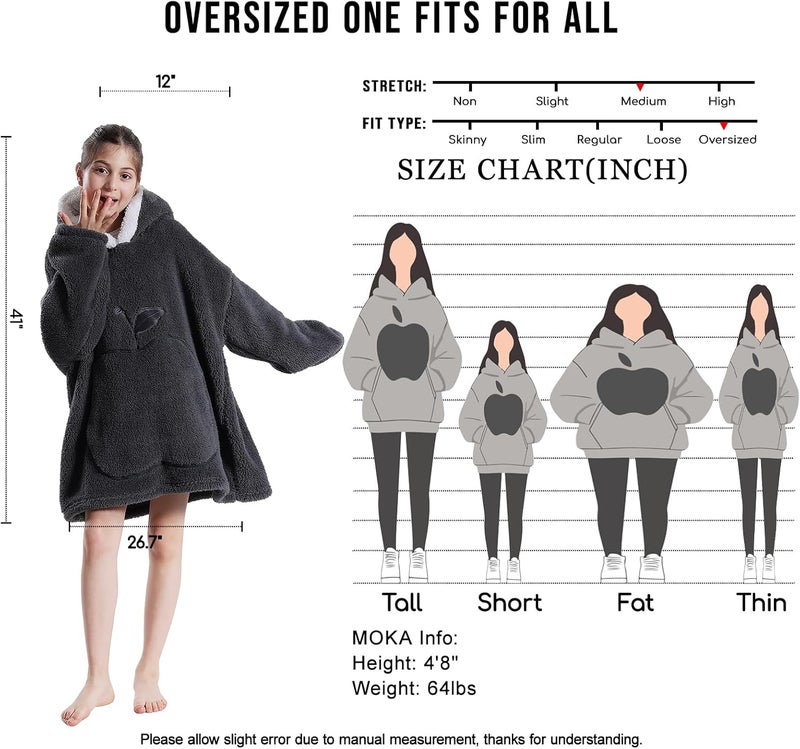 GoodtoU Wearable Kids Blanket Hoodie, Oversized Hooded Blanket for Girls Fluffy Plush Blanket Sweatshirt Warm Cozy Gifts - Image 3